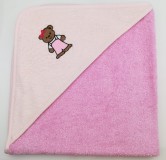 Уголок дет. махровый с вышивкой Медвежонок (темно-розовый)